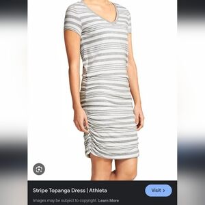 Athleta Striped Topanga Ruched Dress